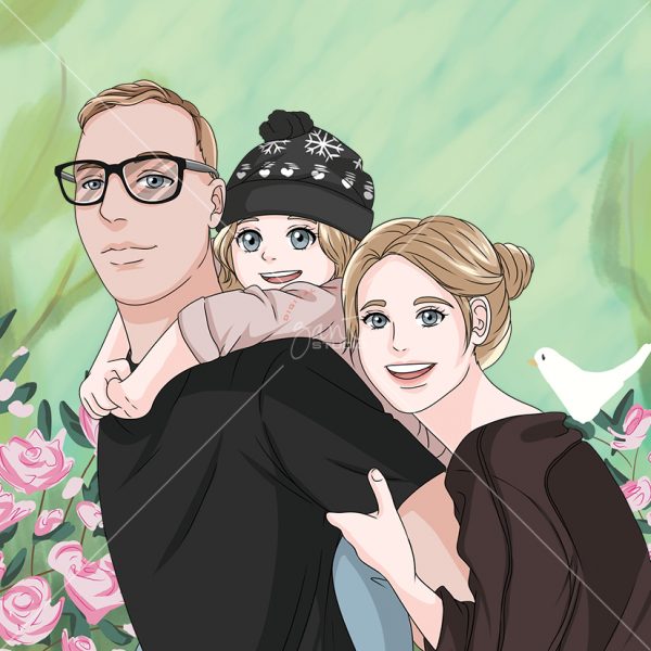 custom cartoon family portrait as a Valentine's Day gift
